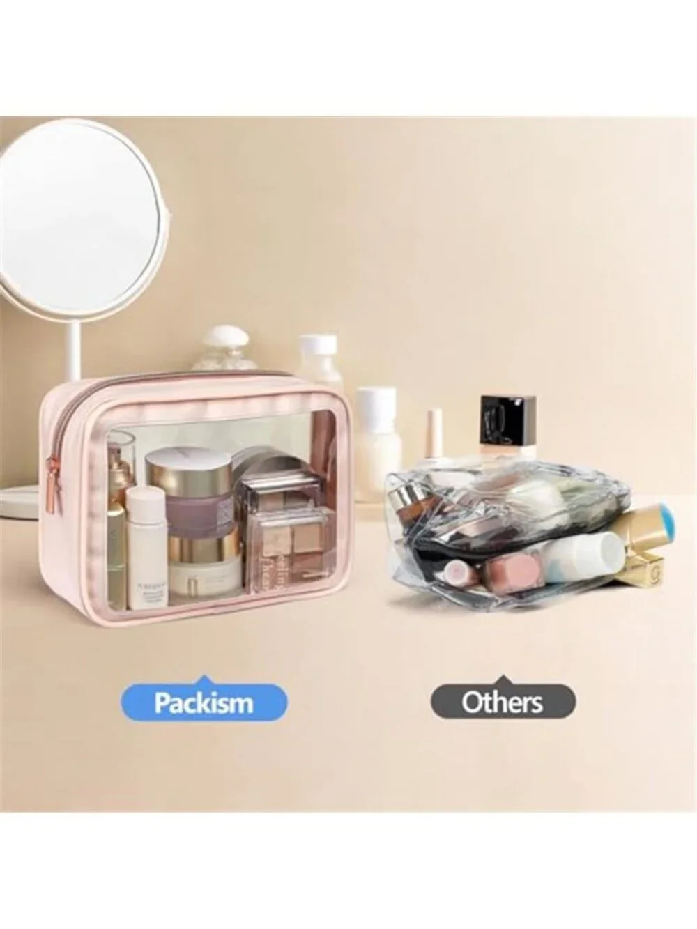 Clear Toiletry Bag 2 Pack TSA Approved Travel Cosmetic Makeup Organizer PVC Case
